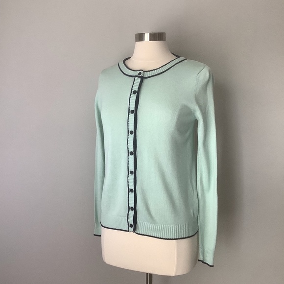 Modcloth Anthro Ringer Cardigan Sweater Aqua S - Picture 1 of 16